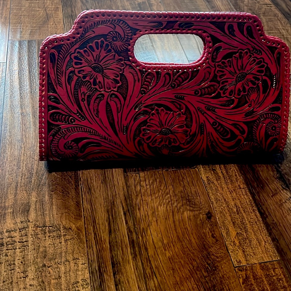 Virginia Handbag- Red Floral Clutch